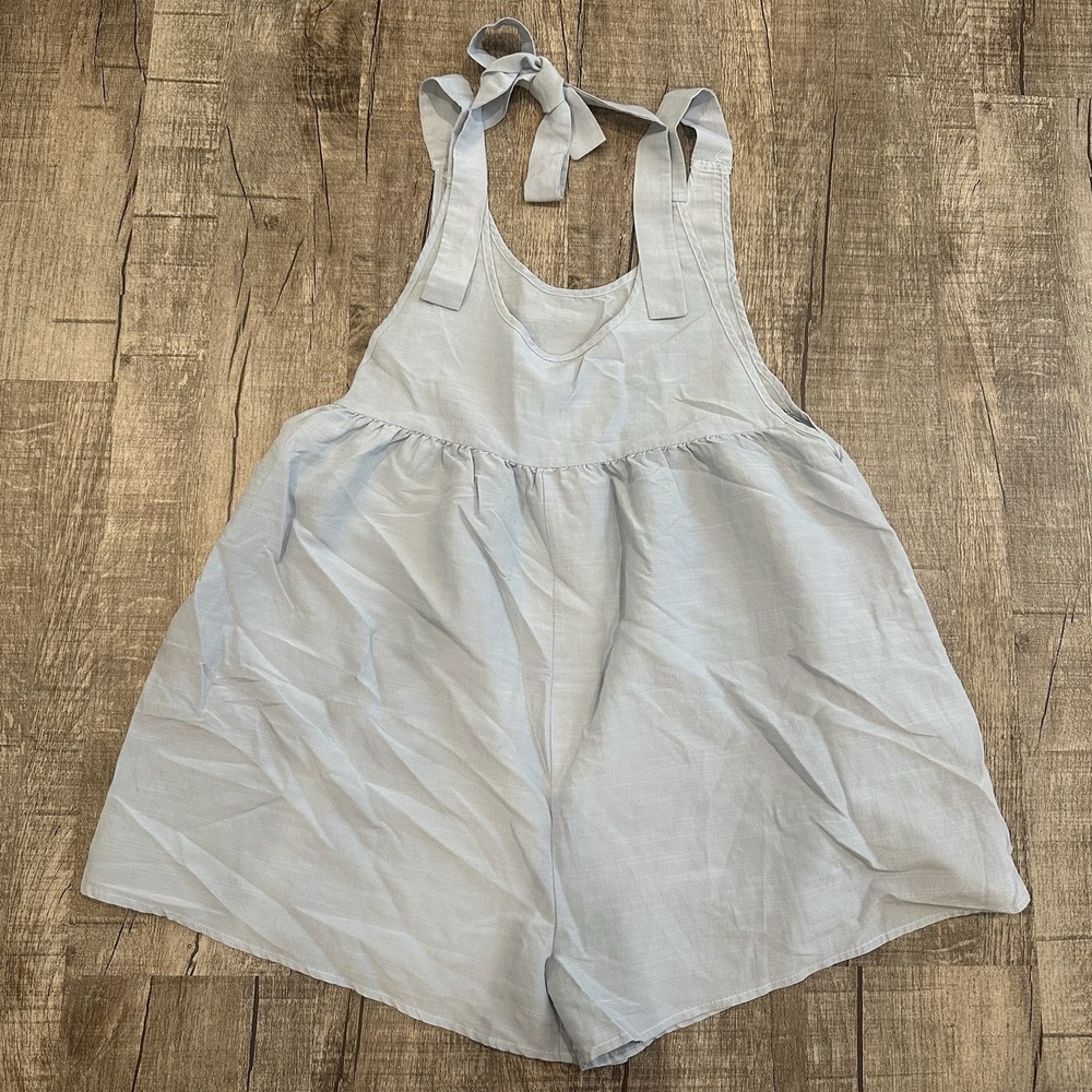 Shein Baby‎ Blue Tie Strap Romper Women's Small Pockets Summer Wide Leg - Picture 10 of 10